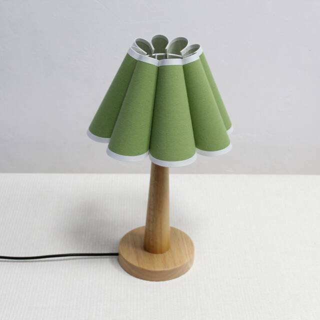 Handmade Green Fabric Table Lamp Wooden Base, Home Furnishing-97# - image 1