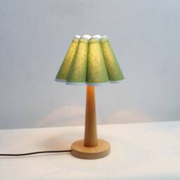 Handmade Green Fabric Table Lamp Wooden Base, Home Furnishing-97# - thumbnail 4