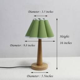 Handmade Green Fabric Table Lamp Wooden Base, Home Furnishing-97# - thumbnail 2