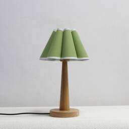 Handmade Green Fabric Table Lamp Wooden Base, Home Furnishing-97# - thumbnail 3