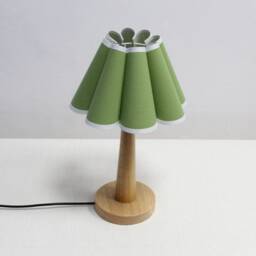 Handmade Green Fabric Table Lamp Wooden Base, Home Furnishing-97#