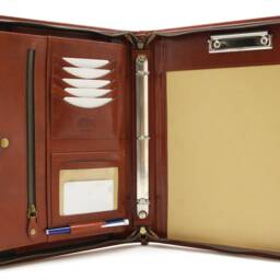 Leather Portfolio Padfolio, Organizer Cognac , Business Professional Folder Conference Notepad A4, Notebook Holder - thumbnail 4