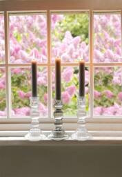 Lined Glass Candlestick Holder - thumbnail 1