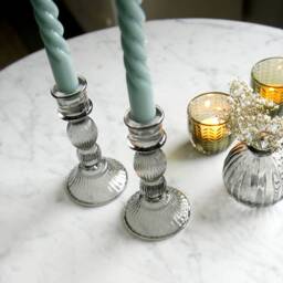 Lined Glass Candlestick Holder - thumbnail 4