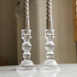 Lined Glass Candlestick Holder - thumbnail 2