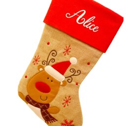Personalised Christmas Stocking/Decoration Family Named Stockings in Red & Brown - thumbnail 2
