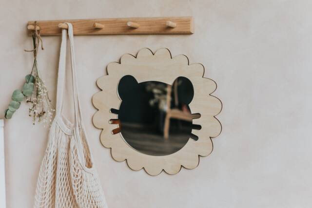 Wooden Mirror For Kids Room Handcrafted, Eco-Friendly Wood Frame Perfect Gift Children, Cloud Wooden Decorations, Room - image 1