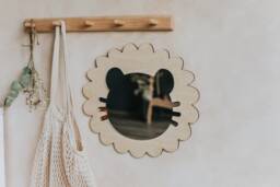 Wooden Mirror For Kids Room Handcrafted, Eco-Friendly Wood Frame Perfect Gift Children, Cloud Wooden Decorations, Room - thumbnail 1