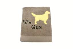 Embroidered Golden Retriever Dog Bath Towel Personalized Pet Gift