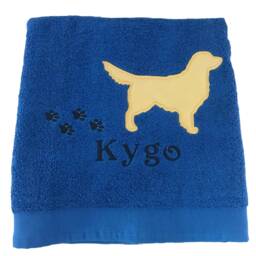 Embroidered Golden Retriever Dog Bath Towel Personalized Pet Gift - thumbnail 2