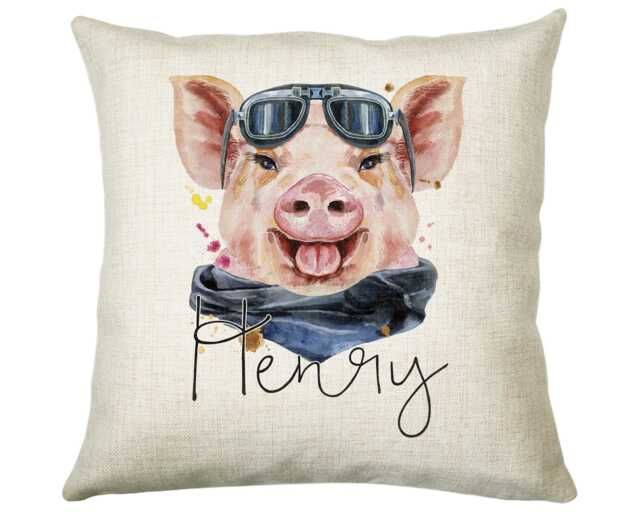 Personalised Hipster Pig Cushion Gift Printed Name Design - Throw Pillow For Mum Friend Bedroom Birthday Christmas Cs141 - image 1