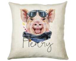 Personalised Hipster Pig Cushion Gift Printed Name Design - Throw Pillow For Mum Friend Bedroom Birthday Christmas Cs141 - thumbnail 1