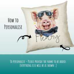 Personalised Hipster Pig Cushion Gift Printed Name Design - Throw Pillow For Mum Friend Bedroom Birthday Christmas Cs141 - thumbnail 3