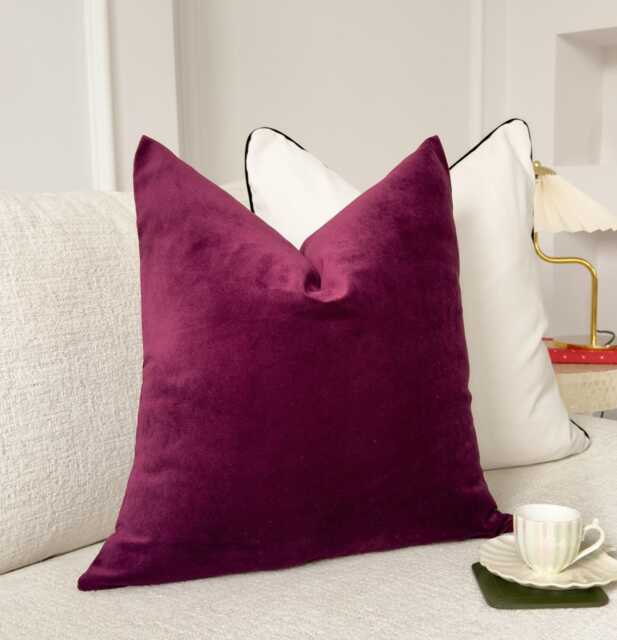Velvet Burgundy Cushion Cover Deep Pillow - All Sizes - image 1