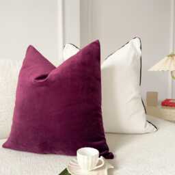 Velvet Burgundy Cushion Cover Deep Pillow - All Sizes - thumbnail 2