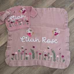 Personalised Baby Blanket & Knit Cardigan Jumper Set, Wildflower, Fairies - thumbnail 2