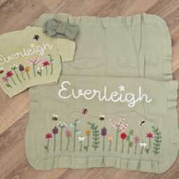 Personalised Baby Blanket & Knit Cardigan Jumper Set, Wildflower, Fairies - thumbnail 3