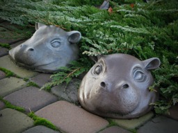 Garden Sculpture Hippopotamus Outdoor Head Of Animal Art Cute Hippo Decoration Cement Statue - thumbnail 1