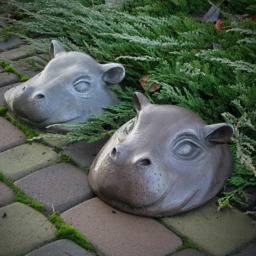 Garden Sculpture Hippopotamus Outdoor Head Of Animal Art Cute Hippo Decoration Cement Statue - thumbnail 4