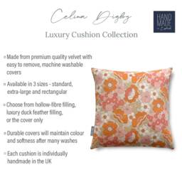 Celina Digby?? Luxury Designer Velvet Cushion Cover Pillow, Flower Power 1960S Floral Hippy Design, Available in 3 Sizes Square & Rectangular - thumbnail 3