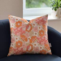 Celina Digby?? Luxury Designer Velvet Cushion Cover Pillow, Flower Power 1960S Floral Hippy Design, Available in 3 Sizes Square & Rectangular - thumbnail 2