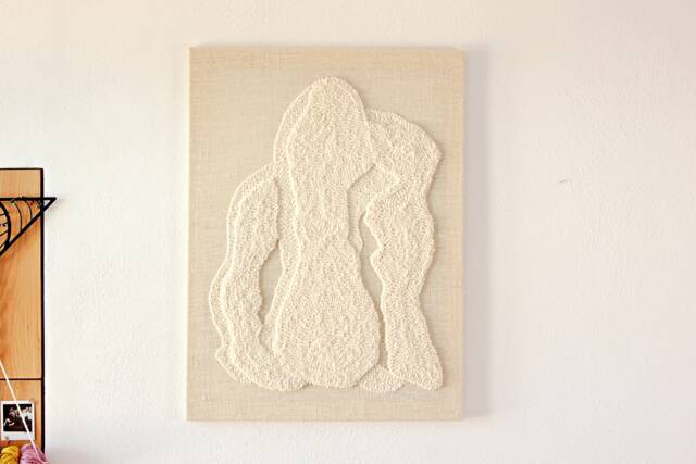 stone Iii - Punch Needle Wool Wall Art Textured Design, Japandi Fiber Home Decor - image 1
