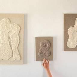 stone Iii - Punch Needle Wool Wall Art Textured Design, Japandi Fiber Home Decor - thumbnail 3