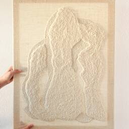 stone Iii - Punch Needle Wool Wall Art Textured Design, Japandi Fiber Home Decor - thumbnail 2