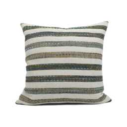Clarke & - Elias Kingfisher Rustic Woven Chenille Boucle Striped Cushion Cover Handmade Throw Pillow Designer Home D??cor - thumbnail 2