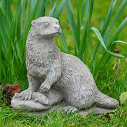 Otter Statue - Reconstituted Limestone Vintage Animal Concrete Garden Ornament - thumbnail 1