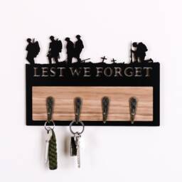 Lest We Forget Key Holder - Hook Wooden Organiser Ww1 - thumbnail 1