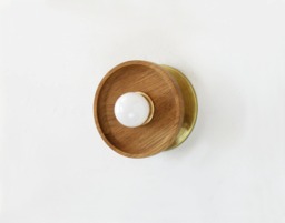 White Oak & Brass Minimalist Sconce Kitchen Wall Fixture Light Bedside Lamp Foyer Mud Room