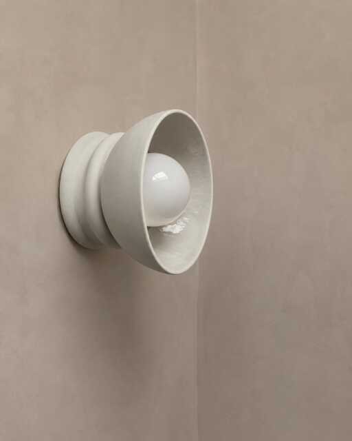 Small Pompeii - Ceramic Flush Mount Wall Sconce Handmade Minimalist Dome Light Fixture in Bone White - image 1