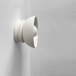 Small Pompeii - Ceramic Flush Mount Wall Sconce Handmade Minimalist Dome Light Fixture in Bone White - thumbnail 2