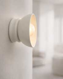 Small Pompeii - Ceramic Flush Mount Wall Sconce Handmade Minimalist Dome Light Fixture in Bone White - thumbnail 1