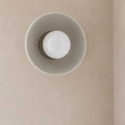 Small Pompeii - Ceramic Flush Mount Wall Sconce Handmade Minimalist Dome Light Fixture in Bone White - thumbnail 3