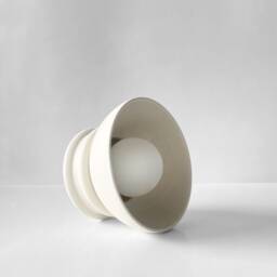 Small Pompeii - Ceramic Flush Mount Wall Sconce Handmade Minimalist Dome Light Fixture in Bone White - thumbnail 3