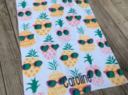 Pineapple Personalized Beach Towel, Monogrammed Gift For Girl, Spring Break Vacation Momento, Graduation Gift, Custom Pool Ocean Lake