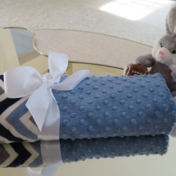 Personalized Baby Boy Minky Blanket, Denim Chevron, Shower Gift, Usa Handcrafted - thumbnail 3