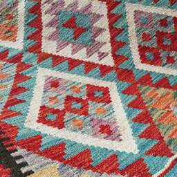 Afghan Rug, Handmade Artisan Turkish Navajo Geometric Wool Kilim Rug 134x82 cm - thumbnail 3