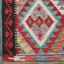 Afghan Rug, Handmade Artisan Turkish Navajo Geometric Wool Kilim Rug 134x82 cm - thumbnail 4