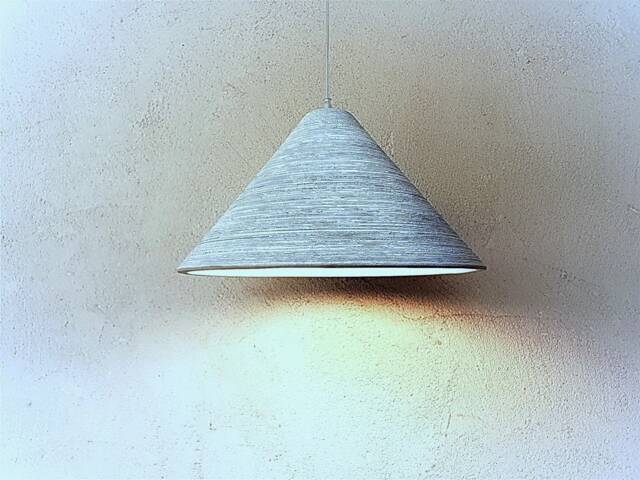 Handmade Ceramic Pendant Light Carved Texture Cone Lampshade - image 1