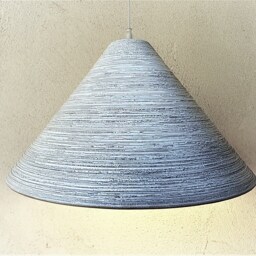 Handmade Ceramic Pendant Light Carved Texture Cone Lampshade - thumbnail 3