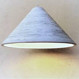 Handmade Ceramic Pendant Light Carved Texture Cone Lampshade - thumbnail 2