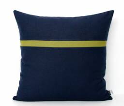 Navy Blue & Leaf Green - Customizable Stripe Color Colorblock Pillow Cover - All Sizes, Home Gifts For You - thumbnail 1