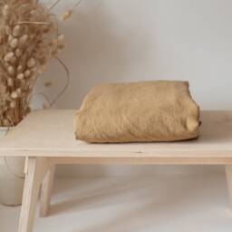 Linen Fitted Sheet in Almond, Washed Linen Bed Sheet, Queen King Sheets - thumbnail 2
