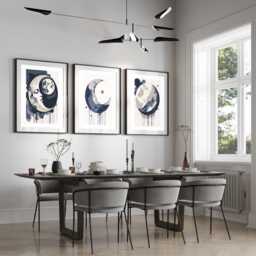 Neutral Abstract Art Prints, Modern Art, Beige/Blue Wall , Home Decor Set Of 3 A5, A4, A3 A3+ A2 A1 Sizes, Fast Delivery - thumbnail 2