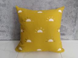Mustard Yellow Linen Pillow Cover // Setting Sun Block Print Golden White Gold Decorative Throw Cushion Bedding Accent Ochre