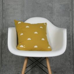 Mustard Yellow Linen Pillow Cover // Setting Sun Block Print Golden White Gold Decorative Throw Cushion Bedding Accent Ochre - thumbnail 3