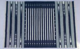 8x10 Dark Navy Blue Stripes Cotton Rug Dhurrie - Room Size - thumbnail 1